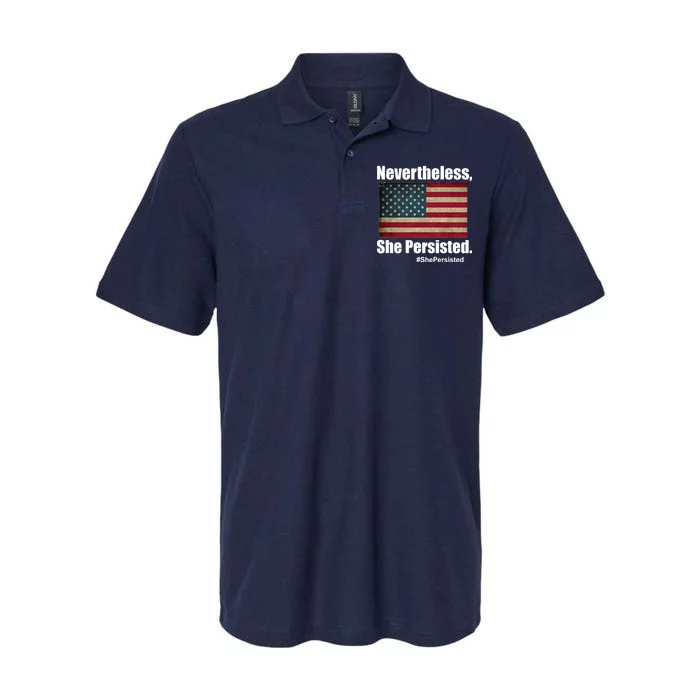 Nevertheless She Persisted American Flag Softstyle Adult Sport Polo