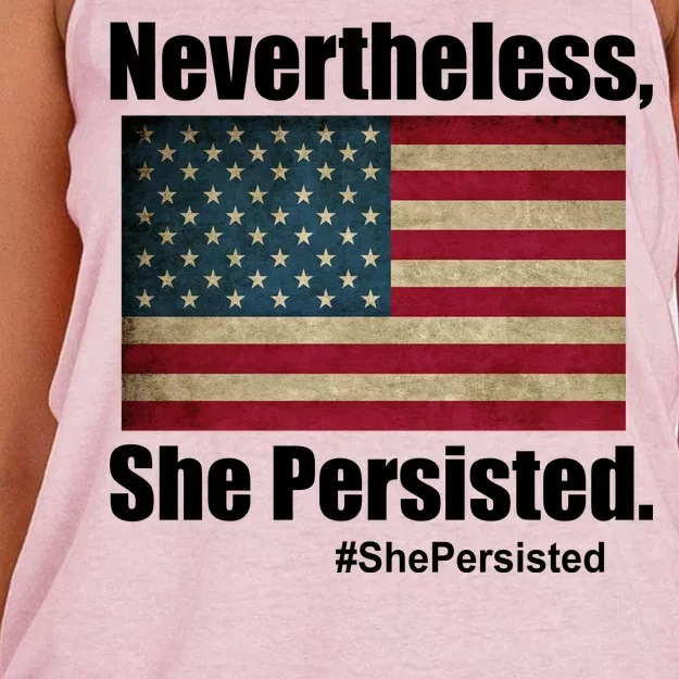 Nevertheless She Persisted American Flag Women's Knotted Racerback Tank