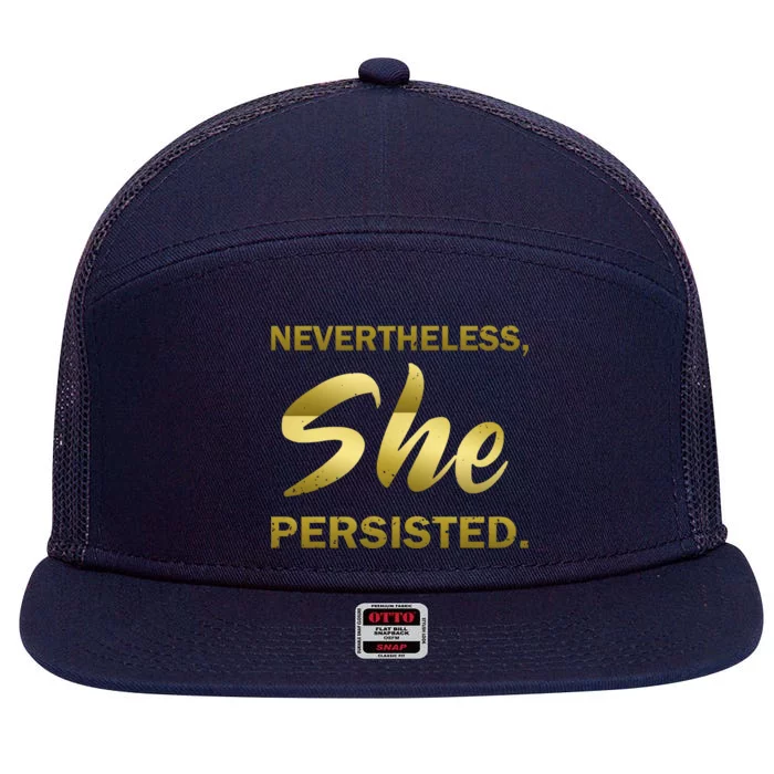 Nevertheless She Persisted Gold Signature 7 Panel Mesh Trucker Snapback Hat