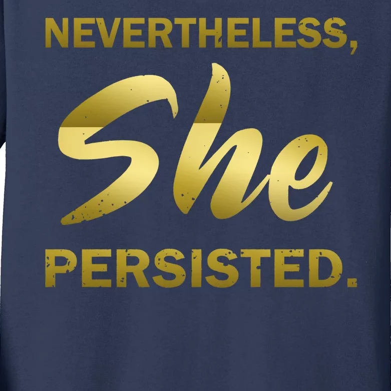 Nevertheless She Persisted Gold Signature Kids Long Sleeve Shirt