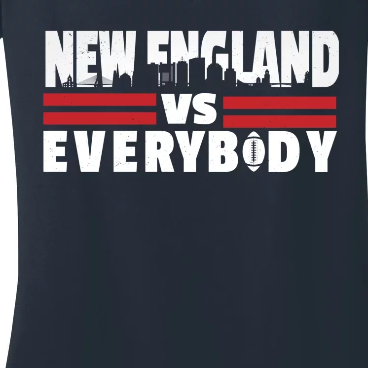 New England Vs Everybody City Women's V-Neck T-Shirt