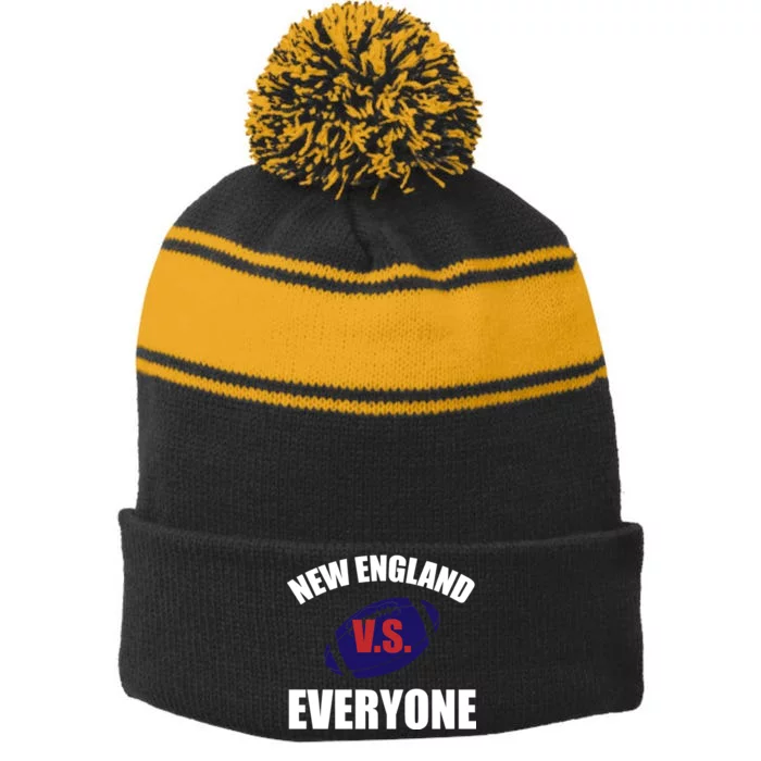 New England Vs Everyone Stripe Pom Pom Beanie