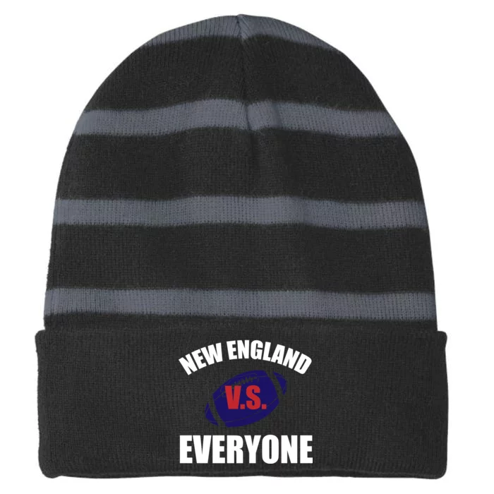 New England Vs Everyone Striped Beanie with Solid Band