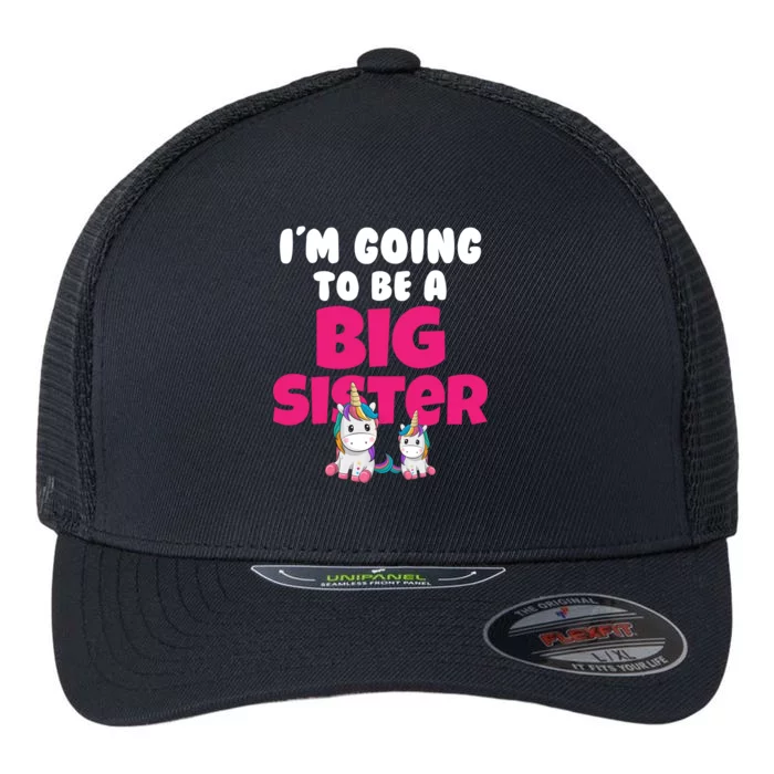 New I'm Going To Be A Big Sister Cute Unicorn Flexfit Unipanel Trucker Cap