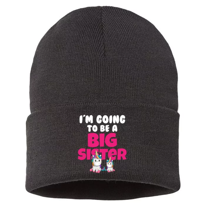 New I'm Going To Be A Big Sister Cute Unicorn Sustainable Knit Beanie