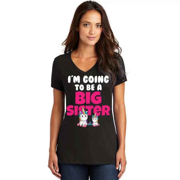 New I'm Going To Be A Big Sister Cute Unicorn Women's V-Neck T-Shirt