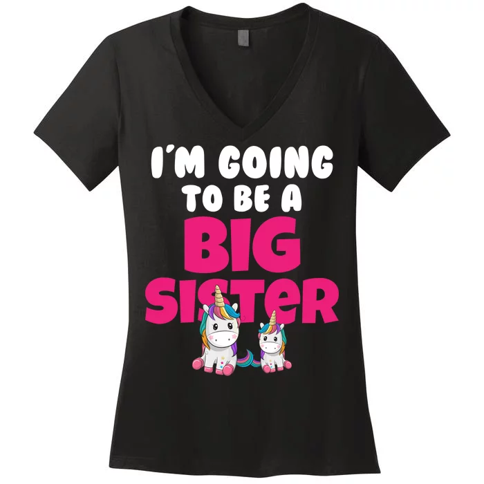 New I'm Going To Be A Big Sister Cute Unicorn Women's V-Neck T-Shirt