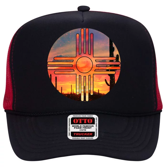 New Mexico Desert Sunset High Crown Mesh Trucker Hat