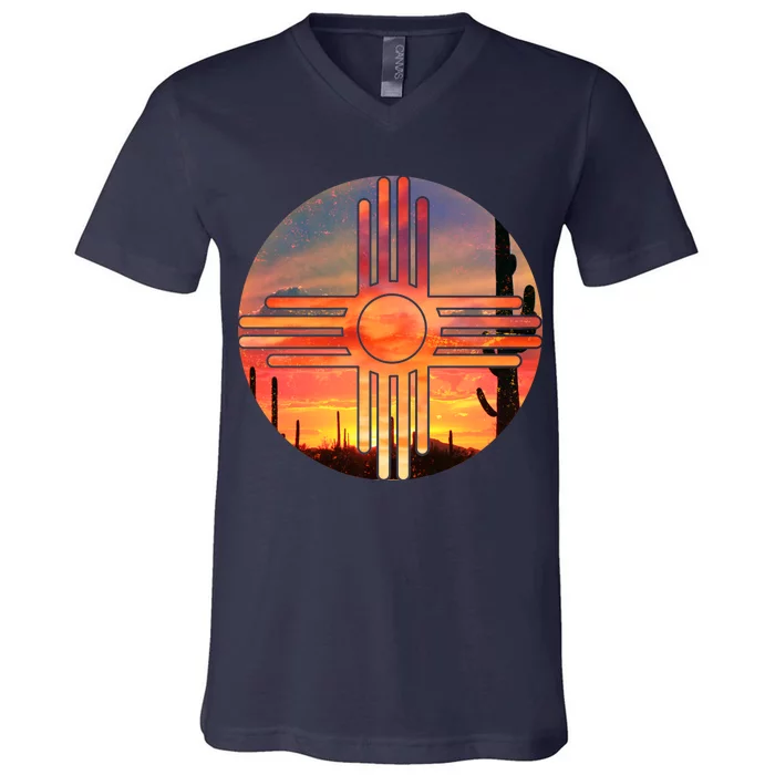 New Mexico Desert Sunset V-Neck T-Shirt