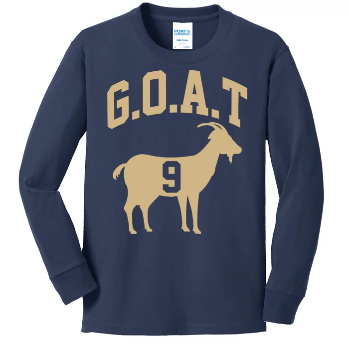 New Orleans Football No 9 GOAT Kids Long Sleeve Shirt