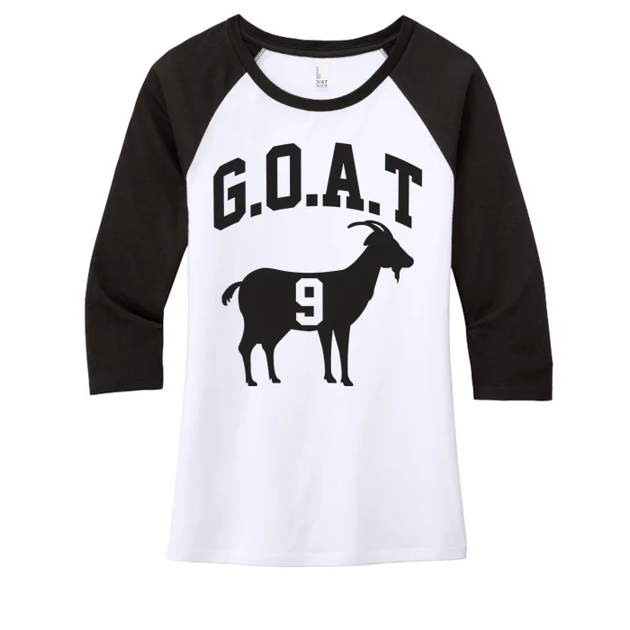 New Orleans Football No 9 GOAT Women's Tri-Blend 3/4-Sleeve Raglan Shirt