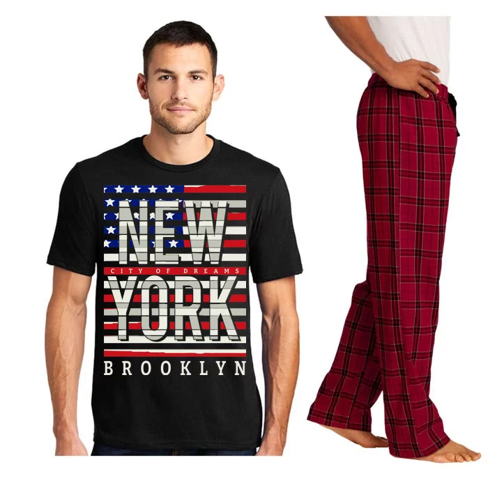 New York - City of Dreams Typography - Brooklyn USA Pajama Set