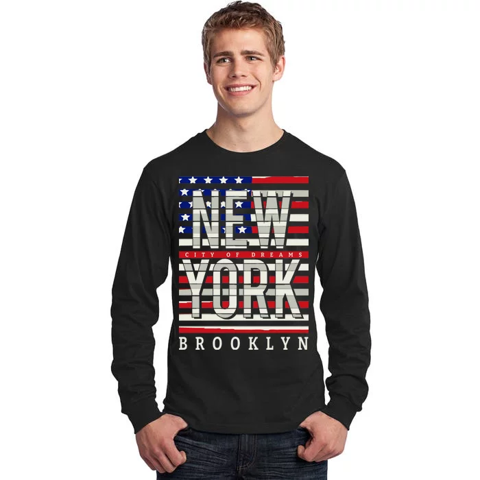 New York - City of Dreams Typography - Brooklyn USA Tall Long Sleeve T-Shirt