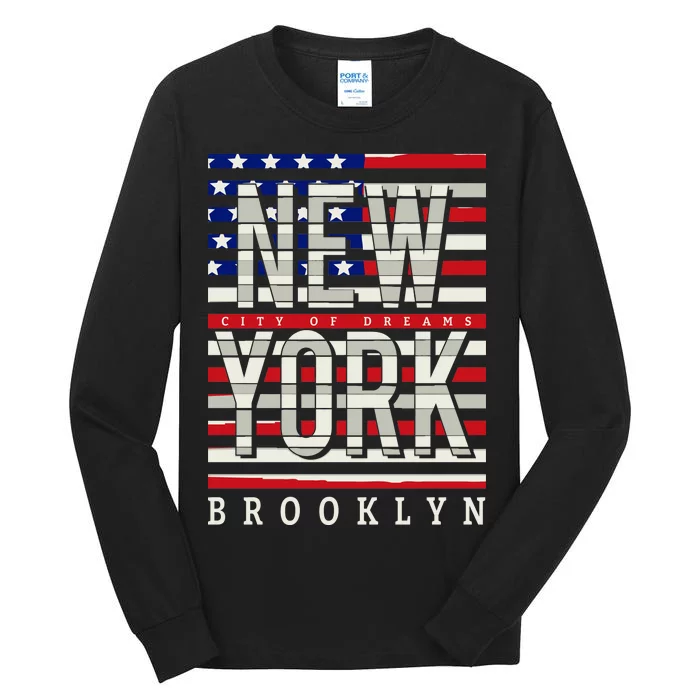 New York - City of Dreams Typography - Brooklyn USA Tall Long Sleeve T-Shirt