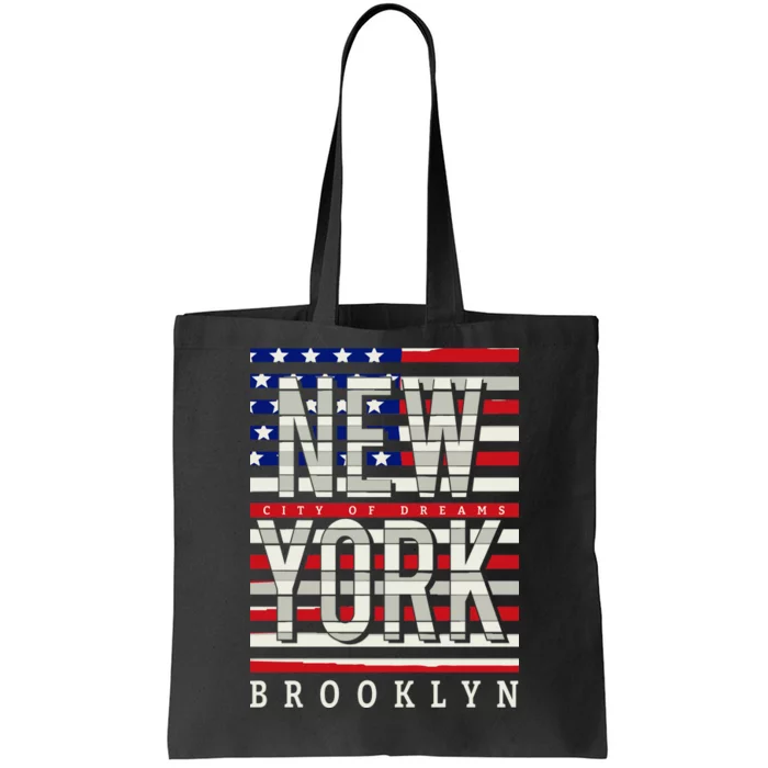 New York - City of Dreams Typography - Brooklyn USA Tote Bag