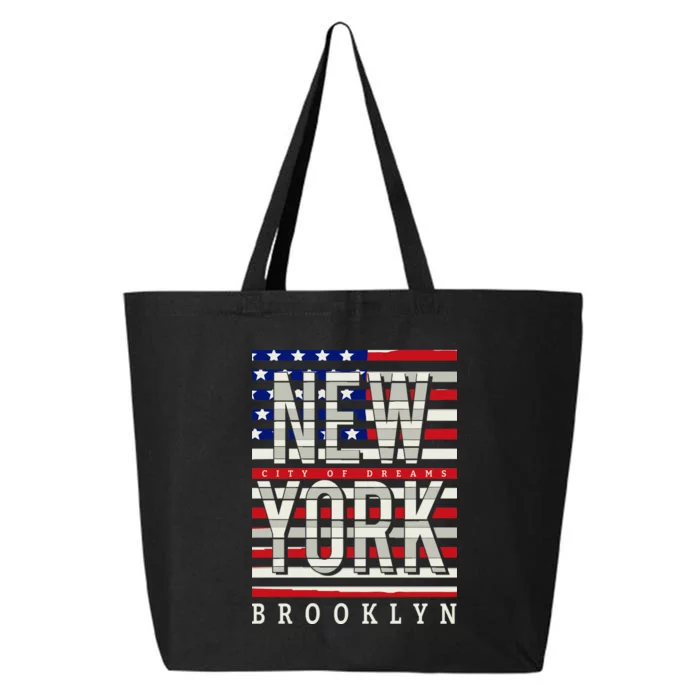 New York - City of Dreams Typography - Brooklyn USA 25L Jumbo Tote