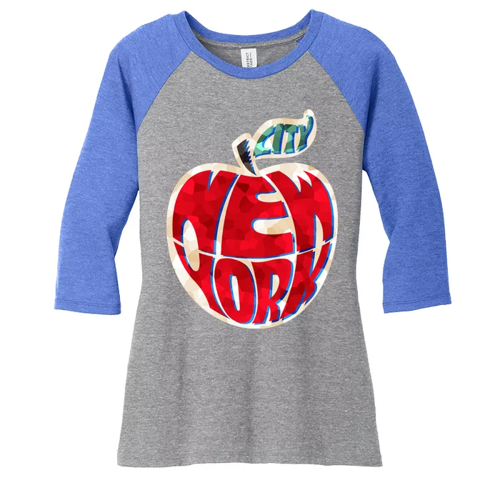 New York City Big Apple Women's Tri-Blend 3/4-Sleeve Raglan Shirt