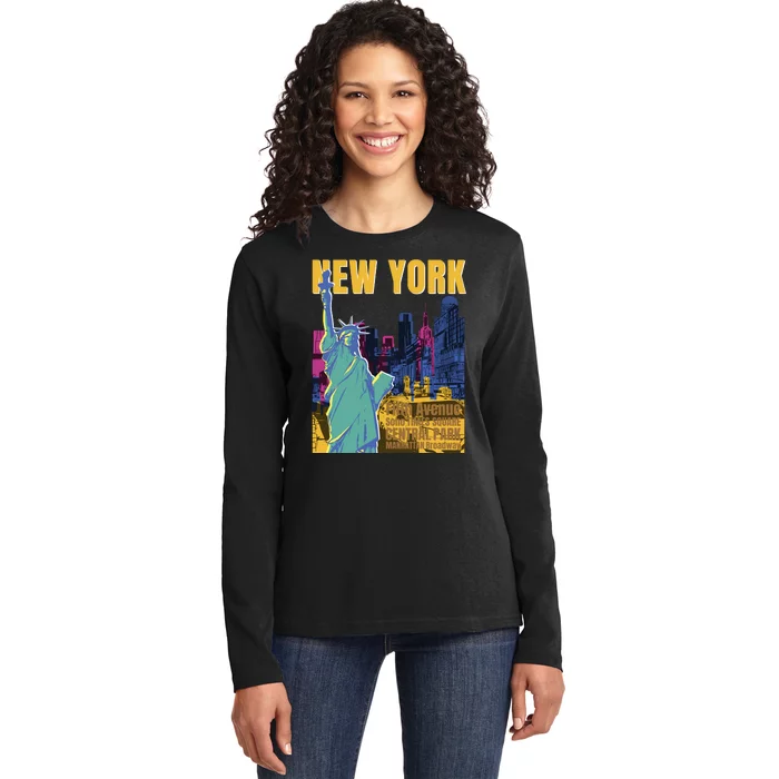 New York City Liberty Statue Ladies Long Sleeve Shirt