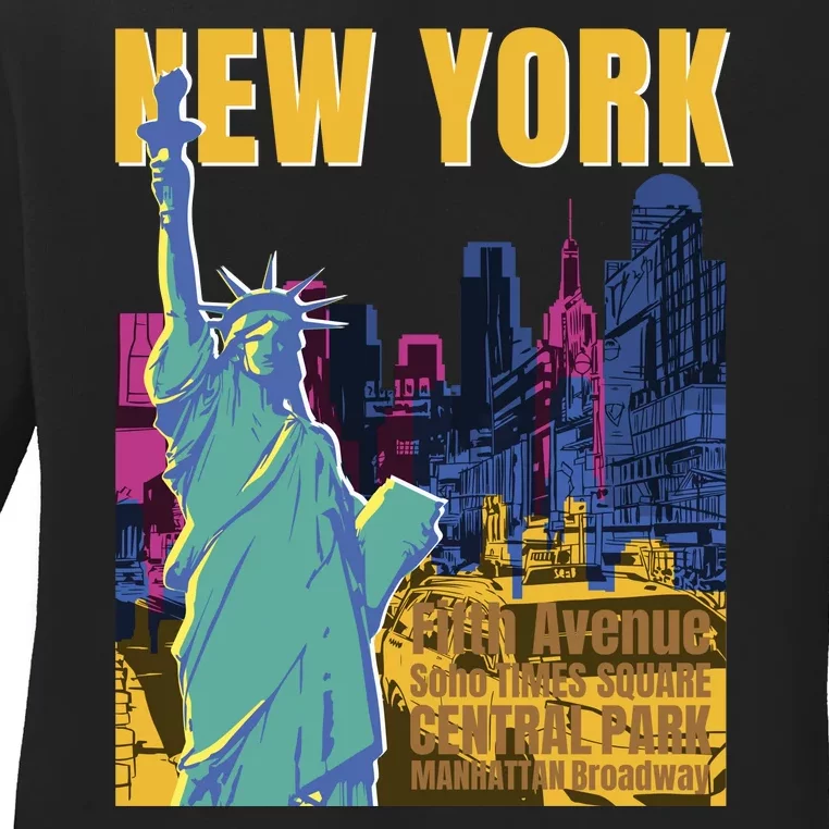 New York City Liberty Statue Ladies Long Sleeve Shirt