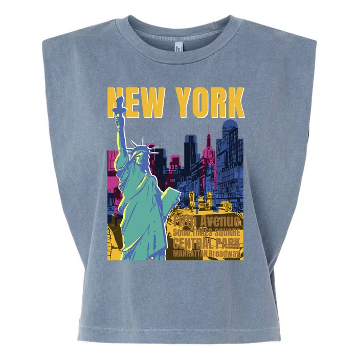 New York City Liberty Statue Garment-Dyed Women's Muscle Tee