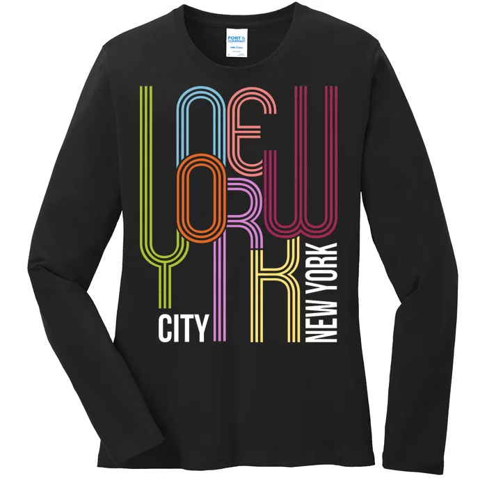 New York City Retro 80s Style Ladies Long Sleeve Shirt