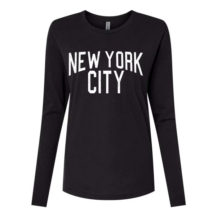 New York City Simple Logo Womens Cotton Relaxed Long Sleeve T-Shirt