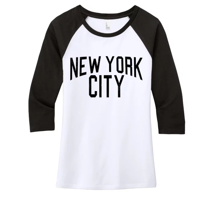 New York City Simple Logo Women's Tri-Blend 3/4-Sleeve Raglan Shirt