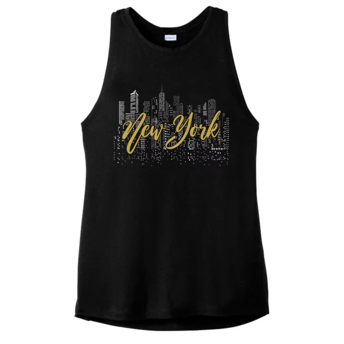 New York City Skyline  Buildings Ladies Tri-Blend Wicking Tank