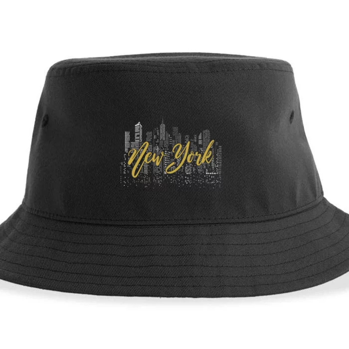 New York City Skyline  Buildings Sustainable Bucket Hat