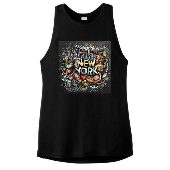 New York Illustration Ladies Tri-Blend Wicking Tank