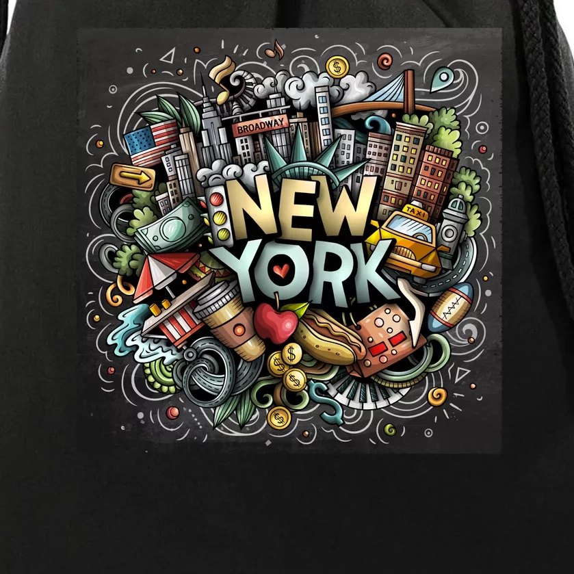 New York Illustration Drawstring Bag