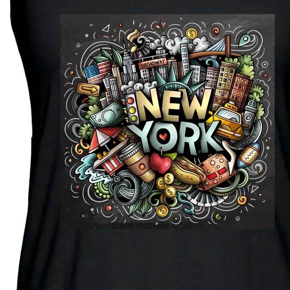 New York Illustration Ladies Essential Flowy Tank