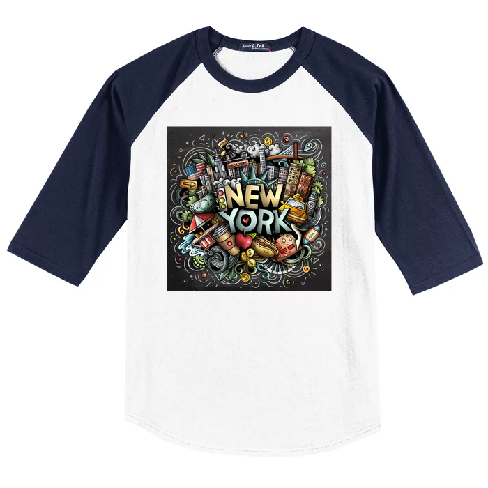 New York Illustration Baseball Sleeve Shirt