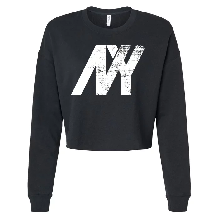 New York NY Grunge Cropped Pullover Crew