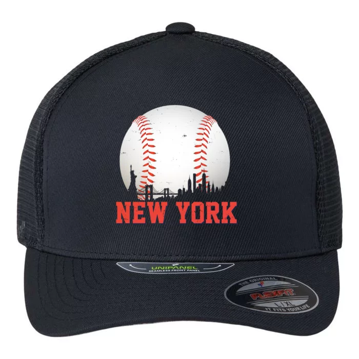 New York Skyline Baseball Sports Fan Flexfit Unipanel Trucker Cap