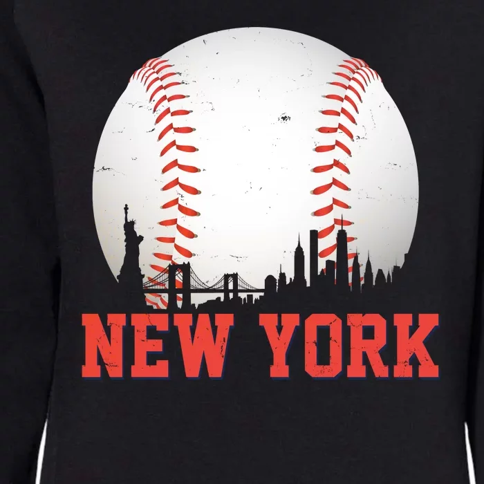 New York Skyline Baseball Sports Fan Womens California Wash Sweatshirt