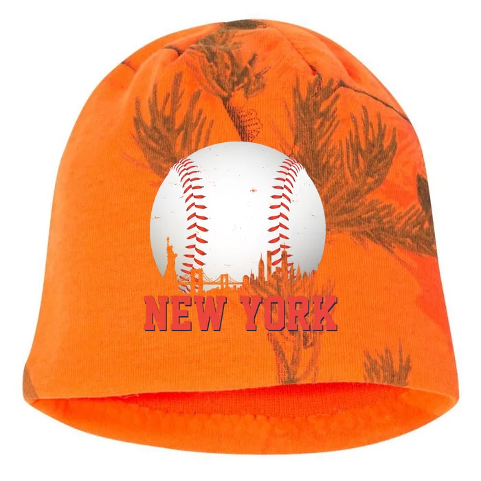 New York Skyline Baseball Sports Fan Kati - Camo Knit Beanie