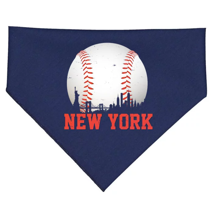 New York Skyline Baseball Sports Fan USA-Made Doggie Bandana