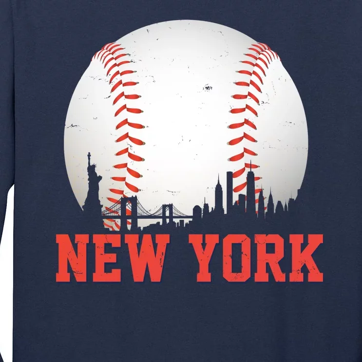 New York Skyline Baseball Sports Fan Tall Long Sleeve T-Shirt