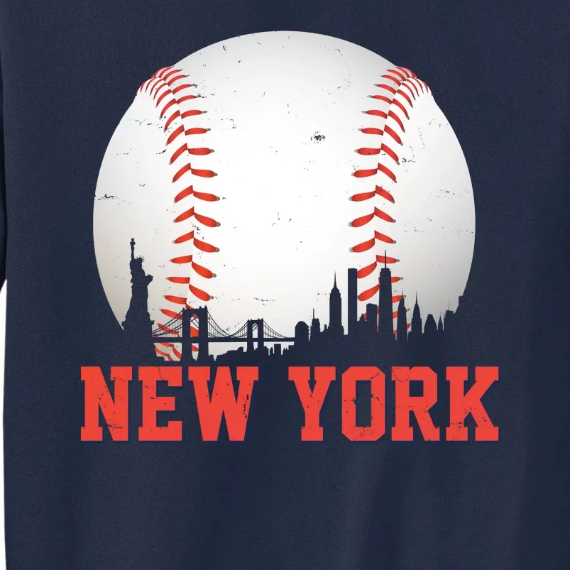 New York Skyline Baseball Sports Fan Tall Sweatshirt