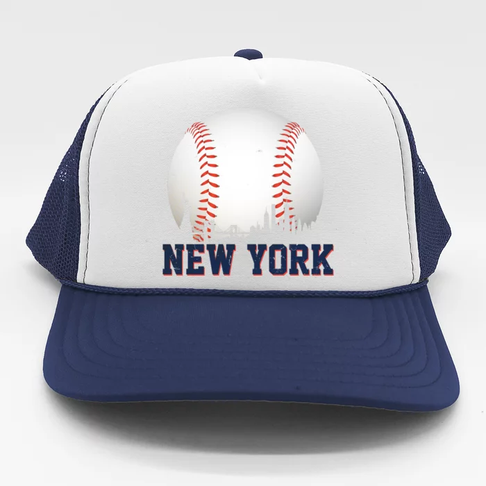 New York Skyline Baseball Sports Fan Trucker Hat