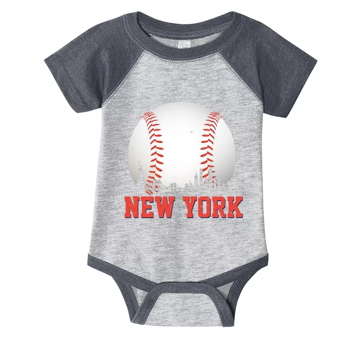 New York Skyline Baseball Sports Fan Infant Baby Jersey Bodysuit