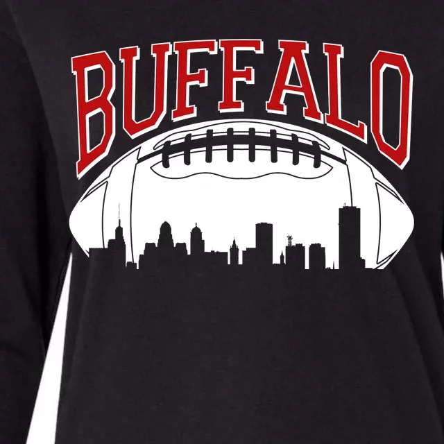 New York Skyline Buffalo Football Fan Womens Cotton Relaxed Long Sleeve T-Shirt