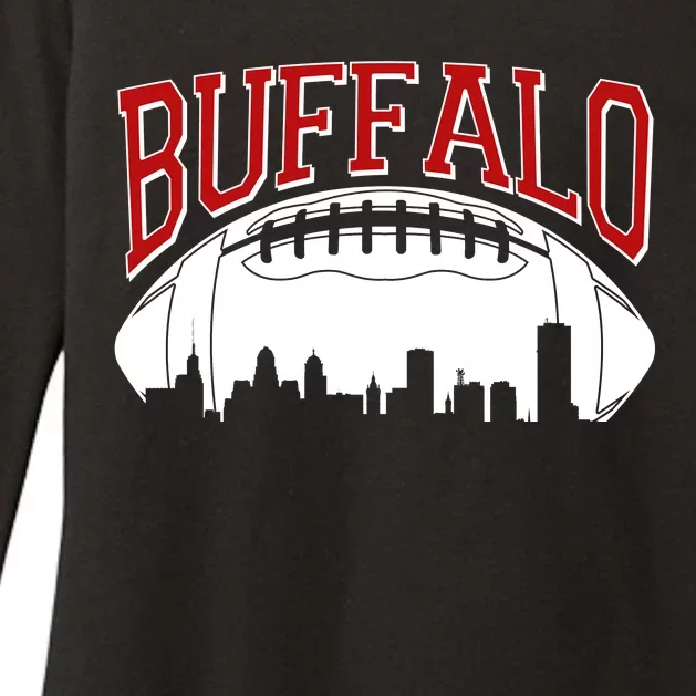 New York Skyline Buffalo Football Fan Womens CVC Long Sleeve Shirt