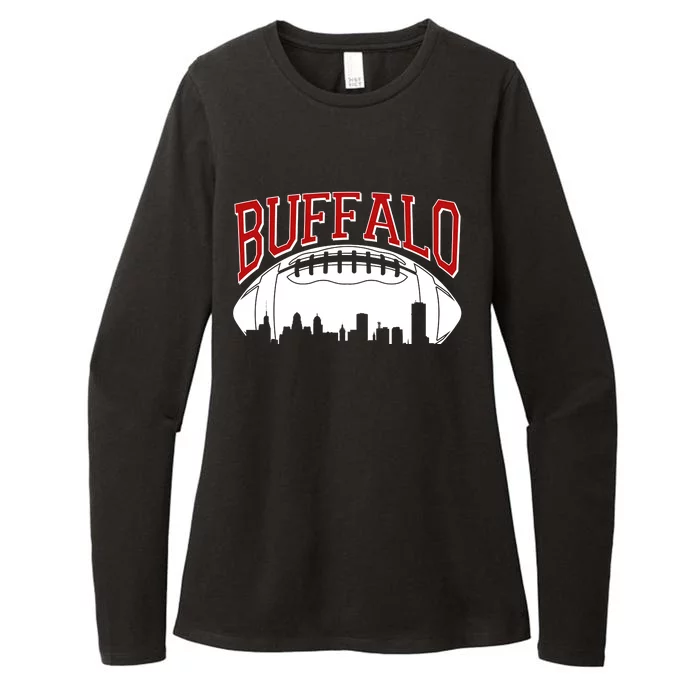 New York Skyline Buffalo Football Fan Womens CVC Long Sleeve Shirt