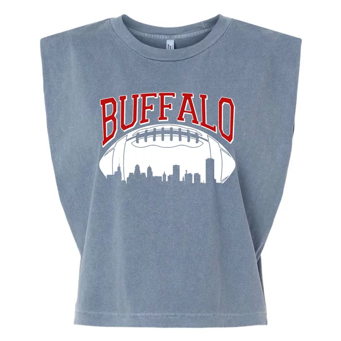 New York Skyline Buffalo Football Fan Garment-Dyed Women's Muscle Tee