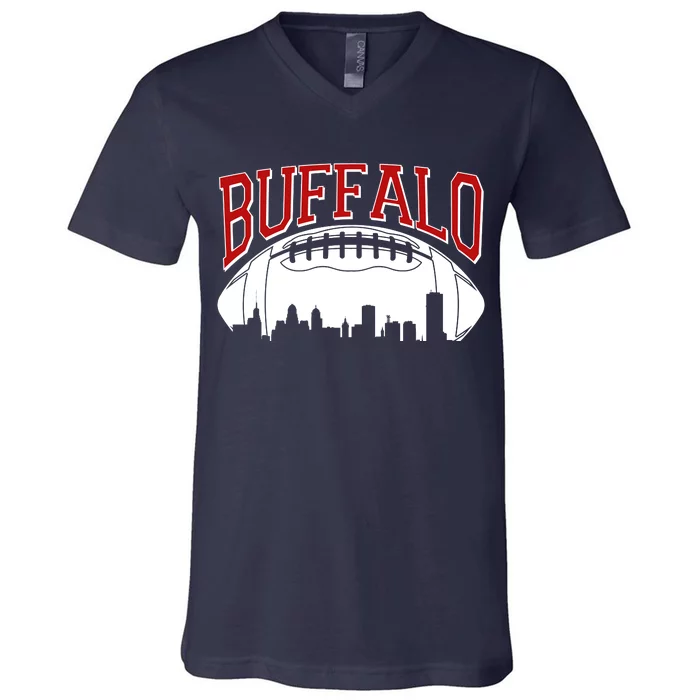 New York Skyline Buffalo Football Fan V-Neck T-Shirt