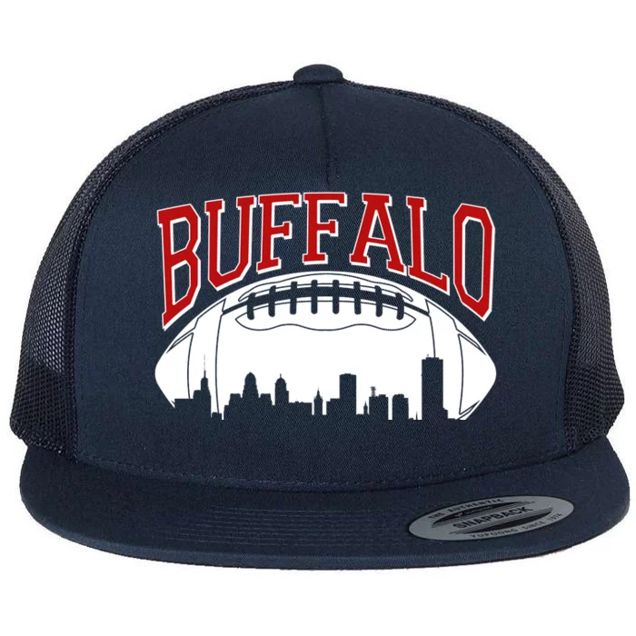 New York Skyline Buffalo Football Fan Flat Bill Trucker Hat