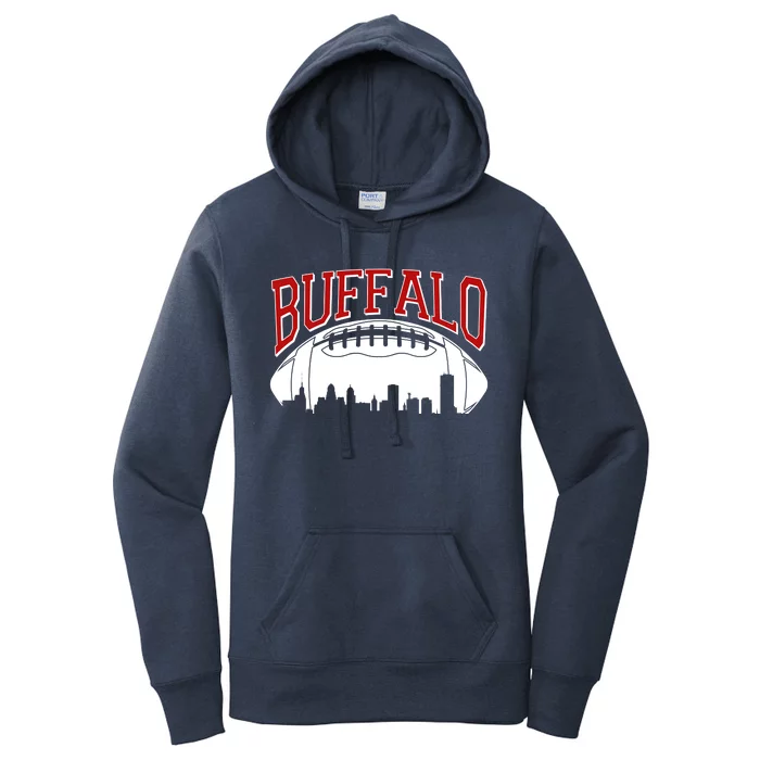 New York Skyline Buffalo Football Fan Women's Pullover Hoodie