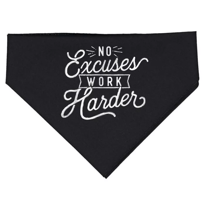 No Excuses Work Harder Motivational Quote Inspiration USA-Made Doggie Bandana